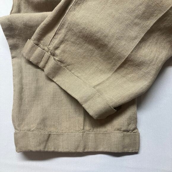 Jos A Banks Travelers Collection 100% Linen Pleated Cuffed Trouser Pants 35x30 - Picture 8 of 11